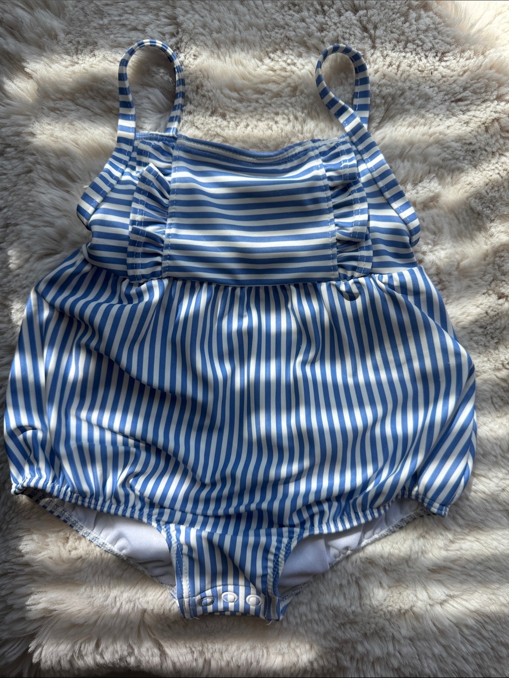 Carters 12mos Striped Blue & White Baby One-Piece Swimsuit
